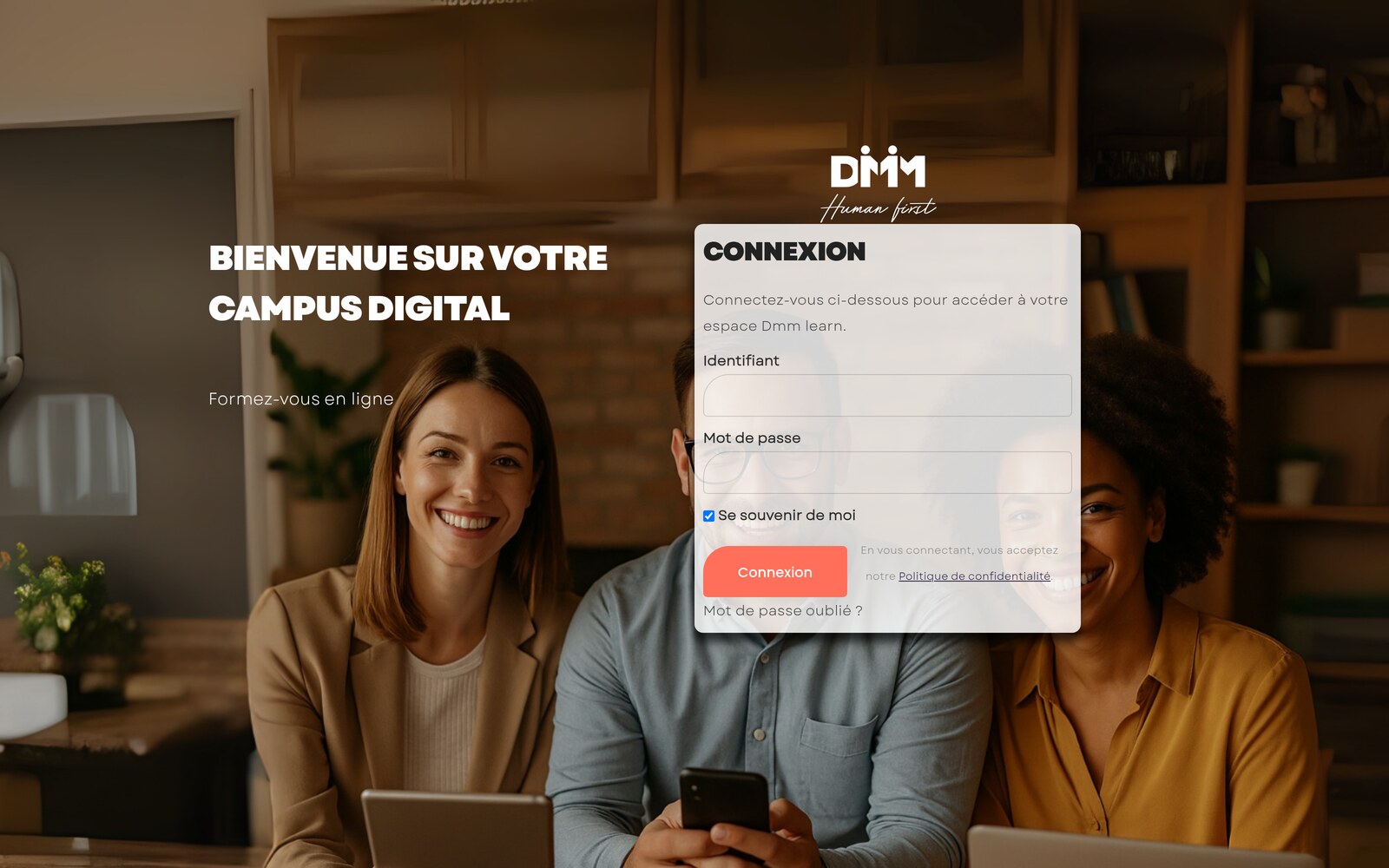 Page de connexion du LMS dmmlearn.ai