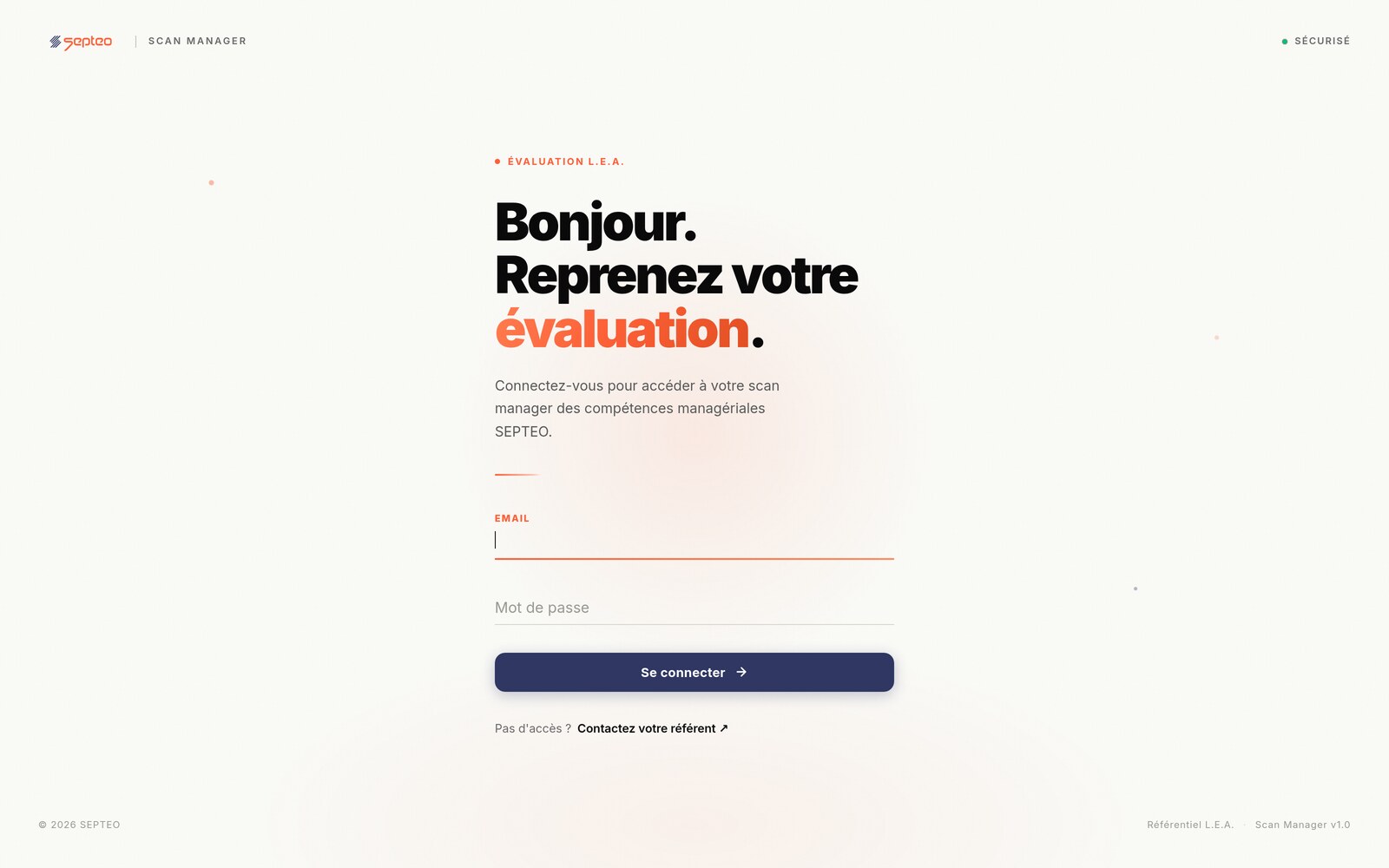 Interface de connexion Scan Manager
